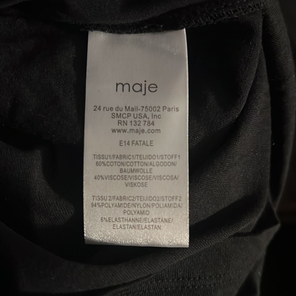 Maje Fatale Tee Shirt in Noir size 2 BNWT - Picture 6 of 6